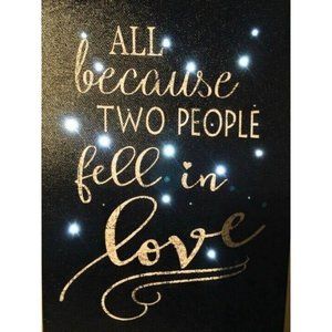 LED Light Up Sign Picture 6 Hour Timer Gift ALL BECAUSE TWO PEOPLE FELLL IN LOVE